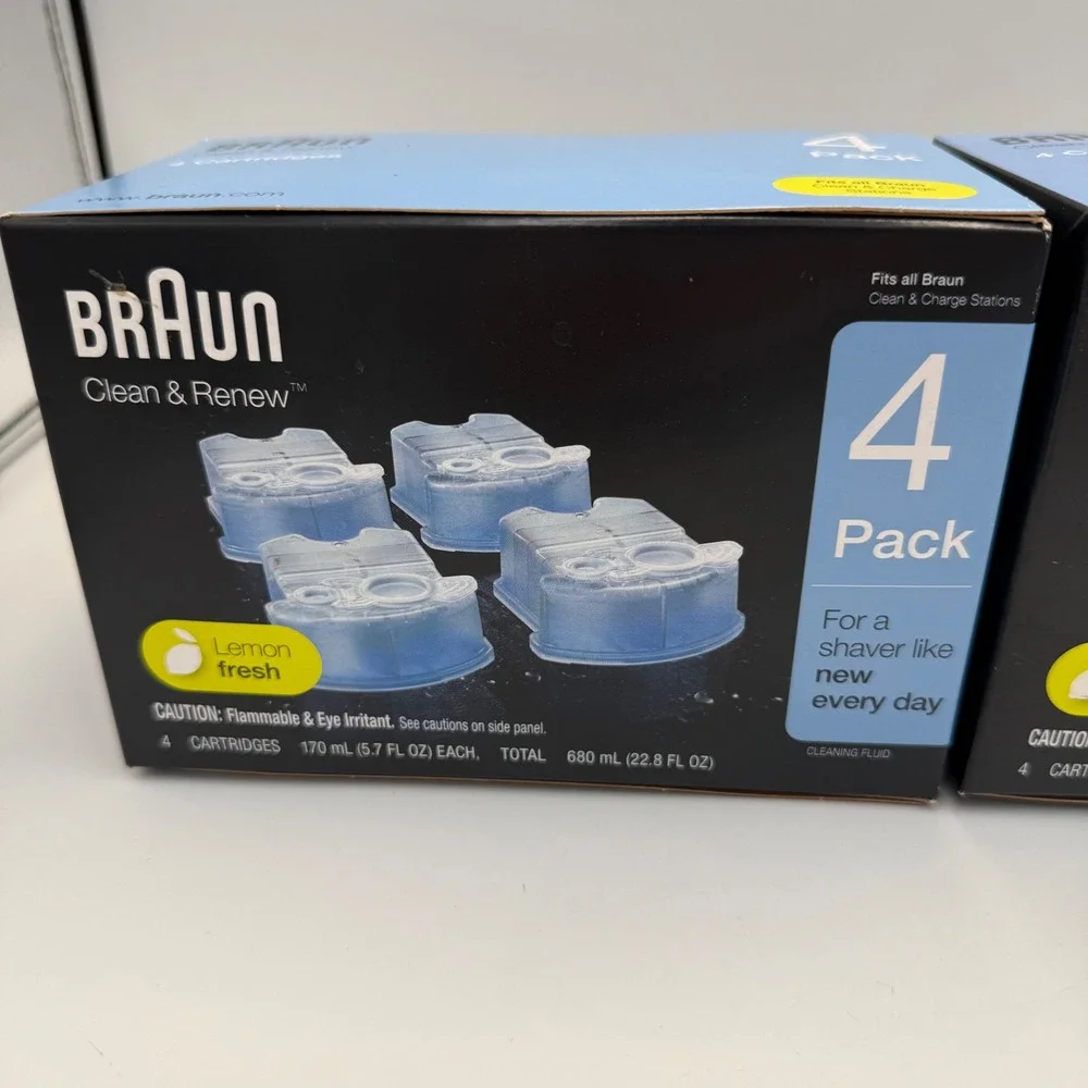Braun Clean & Renew CCR4 Shaver Cleaning Cartridges Lemon Fresh 4 Pack Lot of 2